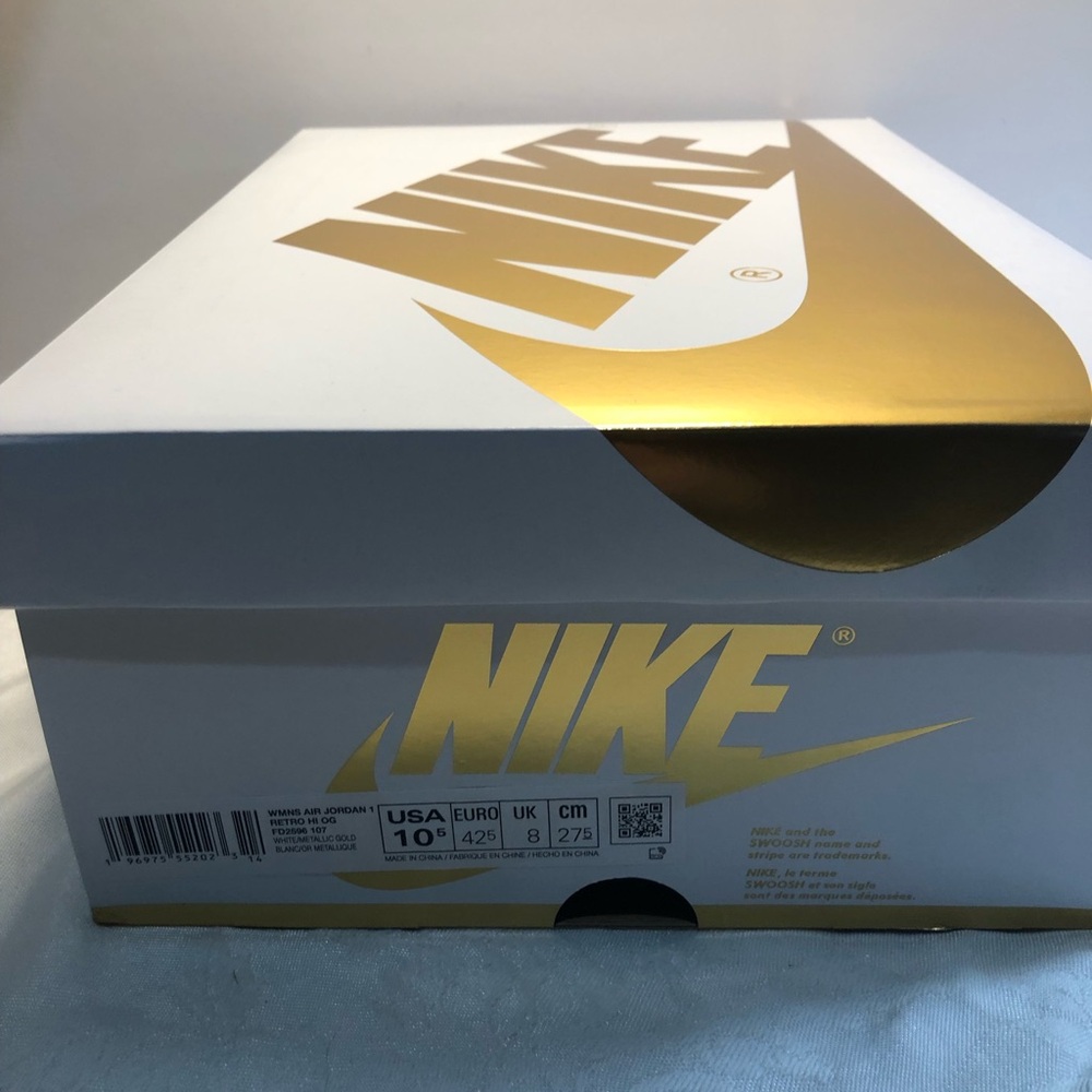 Jordan 1 Retro High OG White Metallic Gold (Women's 10.5) Unisex New With OG Box - Picture 15 of 15